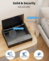 movgul Gun Safes, Biometric Pistol Safe with LCD Display of Temperature Humidity USB Port, Gun Safes 3 Ways Quick Access Fingerprint Handgun Safe for Nightstand Car movgul
