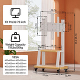 Mobile TV Stand Rolling TV Cart with Wheels for 32-75 Inch Flat/Curved Led/LCD/OLED Portable Floor TV Stand with Shelf, Height Adjustable Heavy-Duty Holds up to 180lbs,Max VESA 600 * 400mm (White) BEISHI