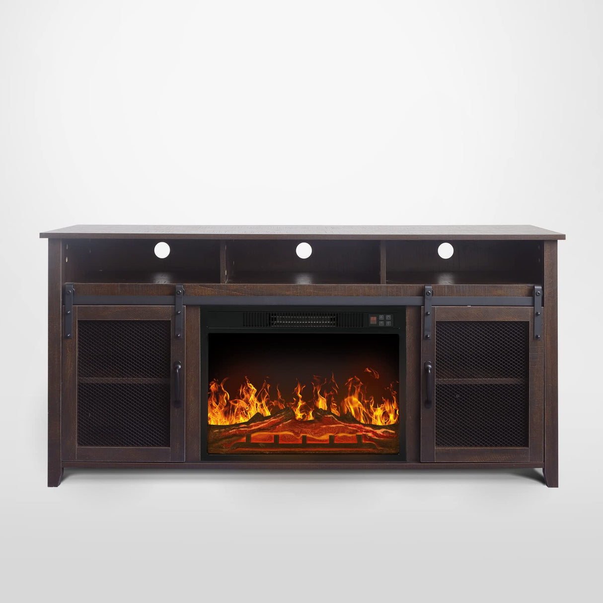 ENSTVER Fireplace TV Stand up to 65",Media Storage Electric Fireplace tv Stands for Living Room(Espresso) ENSTVER