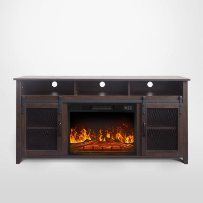 ENSTVER Fireplace TV Stand up to 65",Media Storage Electric Fireplace tv Stands for Living Room(Espresso)