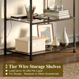 23 Inch to 50 Inch Floor Small Corner TV Stand with Storage Shelves for Living Room Bedroom, Universal Floor Television Stands with Mount, Brown TV Table Desk Shelf for Small Spaces,Patent Pending Cottage Charm