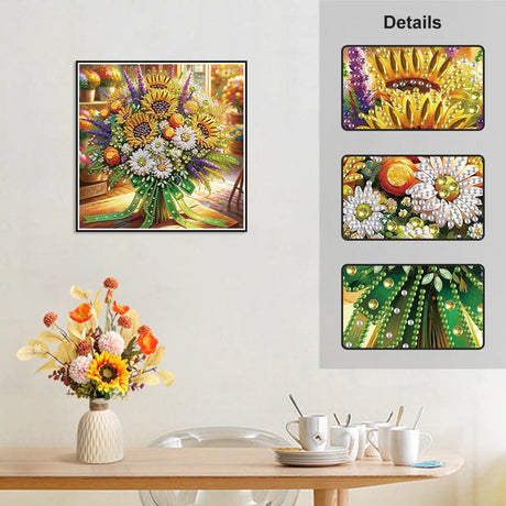 Acudotr Diamond Painting Kits for Adults, 5D Special Shape Diamond Art Kits for Beginners, Crystal Rhinestones Diamond Painting for Home Wall Decoration, Flower, 12×12 Inch Acudotr