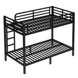 Bellemave Twin XL Over Twin XL Bunk Bed with Headboard and Build in Ladder, Heavy Duty Metal Bunk Beds with Full Length Guardrail, Convertible Bunk Bed for Adults, Teens, Black Bellemave