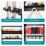 XCSOURCE Pool Stick Holder, 2-IN-1 Pool Cue Rack & Ping Pong Paddle Holder, 100% Solid Pine Wood Wall Mount Holds Billiards and Table Tennis Accessories for Man Cave, Billiard Room, Game Room,Bar Room XCSOURCE