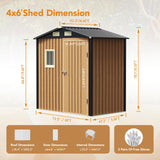 Panovue 6X4FT Garden Storage Shed with Lockable Door,Steel Tool Shed with 1 Clear Window, Anti-Corrosion Metal Shed for Backyard Patio Lawn (Light Wood Grain) Panovue
