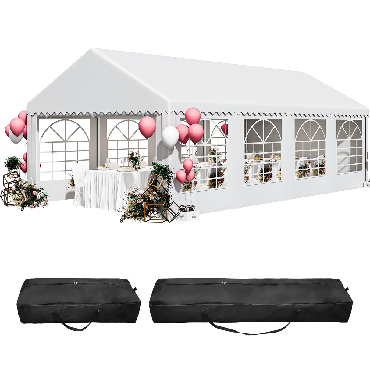 YITAHOME 13x26FT Party Tent Heavy Duty PVC Wedding Event Shelters White Upgraded Galvanized Ripple Canopy with Large Roof Removable Sidewalls & 2 Storage Bags 600D Oxford Commercial YITAHOME