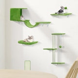 iSawSee Cat Wall Shelves-Cat Wall Furniture 5 in 1 Stable & Safe, Wooden Climbing with Natural Sisal Scratching Post, with Scratching Post, Bridge and Bed,cat Scratching Board iSawSee