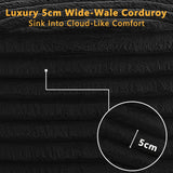 Tabaray 120.9'' Minimalist Curved Sofa, Boneless Modular Sectional Sofa, Cloud Corduroy L-Shaped Couch with Right Chaise, Modern Floor Couches for Living Room, Apartment, No Assembly Required, Black Tabaray