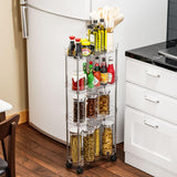 Yieach Slim Rolling Cart with Wheels for Small Spaces,3 Tier Skinny Utility Bathroom Storage Cabinet & Laundry Room Organization,5.1″W Narrow Shelf Unit for Small Spaces,Toilet Side,Office,Kitchen Yieach