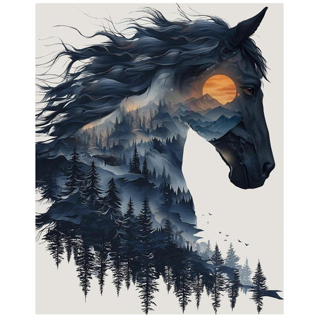 xcemhil Horse Paint by Numbers Kit for Adults, Horse Painting by Numbers, Adult Paint by Number Kits Suitable for Gifts and Interior Decor 16x20 Inch xcemhil