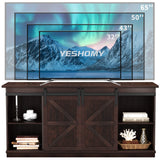 YESHOMY TV Stand for Televisions up to 65 Inchs, with Sliding Barn Doors and Storage Cabinets, Console Table and Media Furniture for Living Room, 58 Inch, Espresso YESHOMY
