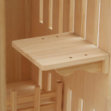 Wooden Cat House, Large Wooden Indoor Cat Enclosure Catio Cage with Ramp and Covered Cat House Kit, Enclosed Cat Condo w/Wheels for Cats Kittens YINZINR