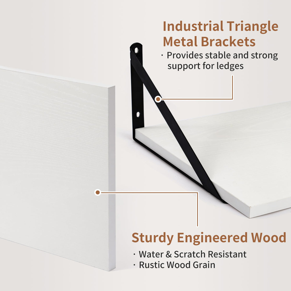 Axeman Deep Floating Shelves for Wall, 12 Inch Deep White Floating Shelves Set of 2, 16W x 12D Wide Wood Shelves Set of 2, Wall Mounted Shelves for Wall Storage Decor Axeman