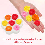 Lnngub Flower Silicone Mold,Rose Candle Mold 7 Cavity Silicone Flower Candle Molds for Candles Making Rose Peony Fondant Molds for Jelly Chocolate Mousse Cake Decorating Lnngub
