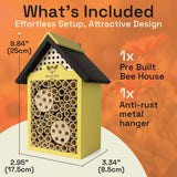 WildYard Bee House - Weather Resistant Natural Wood Construction Mason Bee House - Simple Installation, Bee Box for Power Pollinators, Ideal Bee Houses for The Garden WildYard