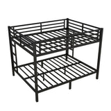 RuiSiSi Queen Over Queen Metal Bunk Bed, Heavy-Duty Queen Bunk Beds with 2 Ladders for Kids Adults, Space-Saving Bunk Bed Frame with Safety Guardrails, Easy Assembly, Noise-Free, Black RuiSiSi