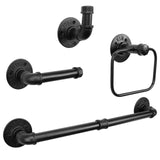 Jeasor 4-Pieces Industrial Pipe Bathroom Towel Ring Kit DIY Wall Mount Accessories Kit Includes Robe Hook Towel Bar and Towel Ring (18 inch) Jeasor