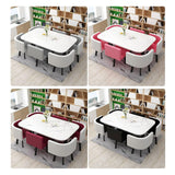 TISTIK Oval Conference Dining Table and 6 Chairs Pu Seat Surface, Wooden Table Top and Metal Frame Business Office Reception Table Set TISTIK