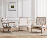 chairus Farmhouse Linen Accent Chair for Living Room, Upholstered Reading Chair with Solid Wood Frame Lounge Arm Chair with High Back for Bedroom, Reception Room, Waiting Room, Beige chairus