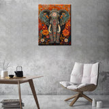 Mysterious Patterns on Elephant Paint by Number Day of the Dead Animal Flowers Painting DIY Painting on Canvas with Brushes Paints Paint by Numbers for Adults and Beginner 16x20 Inch（without Frame） Tucocoo