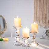 Romadedi Wood Candle Holders for Pillar Candles - Set of 3 Tall Farmhouse Wooden Candlestick Holder, Rustic Candle Stand for Fireplace Mantle Shelf Table Home Decor, Brown Whitewashed 3.9"/6"/ 8.3" Romadedi