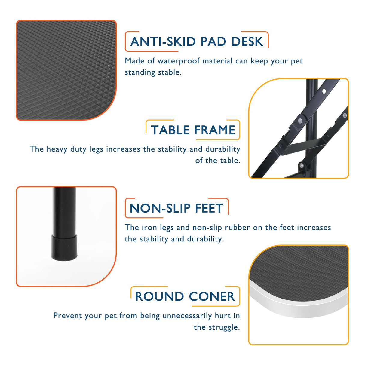 LEIBOU 45'' Height Adjustable(23''~33.8'') and Foldable Pet Dog Grooming Table Heavy Duty Iron Frame with H-Shape Grooming Arm & 3 Noose, Maximum Capacity Up to 260lbs, Black LEIBOU