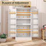 kepptory Kitchen Pantry Cabinet, Pantry Storage Cabinet with Adjustable Shelves and Drawer, Sideboard Buffet Cupboards Storage Shelf for Home Office Use (White, 16" D x 24" W x 47" H) kepptory