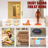 Sauna,Home Far Infrared Sauna Room,Indoor 1 Person Hemlock Wood Dry Sauna,1050W/110 Sauna Birthday Gift, Digital Controler,Bluetooth Player,5 Heating Panels Homsido