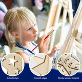 COCHIE DIY 3D 4th of July Stars Wood Crafts to Paint for Kids Adults, Paintable Unfinished Wooden Slices for Craft, Memorial Day Veterans Day Star Cutouts Ornaments for Painting Decorations (24 PCS) COCHIE