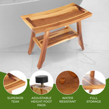 EcoDecors, 24 inch, Brown, Teak Shower Bench, Teak Bench Shower, Teak Shower Bench for Inside Shower, Teak Bathroom Bench, Teak Wood Shower Bench EcoDecors