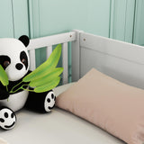 Montessori Floor Bed with Safety Guardrails - Twin Size Solid Pine Wood Frame for Kids - Perfect for Bedrooms and Playrooms (White) ROCKINGRUN