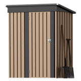 Greesum 5×3FT Outdoor Storage Shed, Metal Patio Storaged Sheds with Lockable Doors, Sheds & Outdoor Storage for Bike, Backyard, Pool and Garden, Brown Greesum