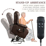 Infinite Position Lay Flat Lift Recliner Chair for Adults, Dual Motor Power Lift Chair for Elderly with Massage & Heating, Extended Footrest, USB Ports, Remote Control & Lumbar Pillow, Leather (Brown) RESTREAL