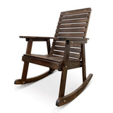 Mega Casa Wooden Rocking Chair with High Backrest and Contoured Seat, Solid Fir Wood, Heavy Duty 600 LBS, for Both Outdoor and Indoor, Backyard, Porch and Patio (Coffee) Mega Casa
