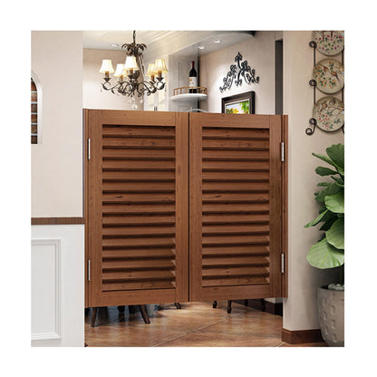 Interior Solid Wood Swing Door,Swinging Doors Cafe Doors,Saloon Cafe Doors, Indoor Premade Louvered Saloon Swing Door, Auto Close, for Bar Kitchen Stairs, Customizable,D,W100xH100cm(39x39in)