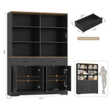 HOSTACK 69" Tall Book Shelf and Bookcase, Wooden Bookcase with Doors, Large Bookshelf with Drawers, Farmhouse Book Case with Storage Cabinet, Bookshelves with Display Shelves for Home Office, Black HOSTACK