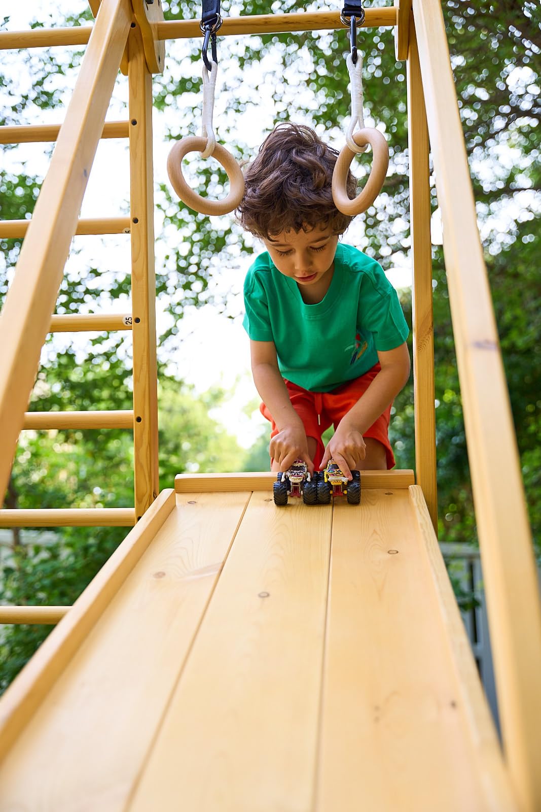 Avenlur 7-in-1 Indoor/Outdoor Foldable Playset for Kids - with Slide, Climbing Wall, Monkey Bars, Swing - WoodArtSupply