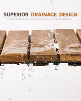 Upolana 9 PCS Interlocking Deck Tiles 12" x 12", 6 Slats Outdoor Flooring Acacia Wood Patio Tiles, Waterproof Patio Flooring Decking for Balcony Backyard, Indoor and Outdoor Use Upolana