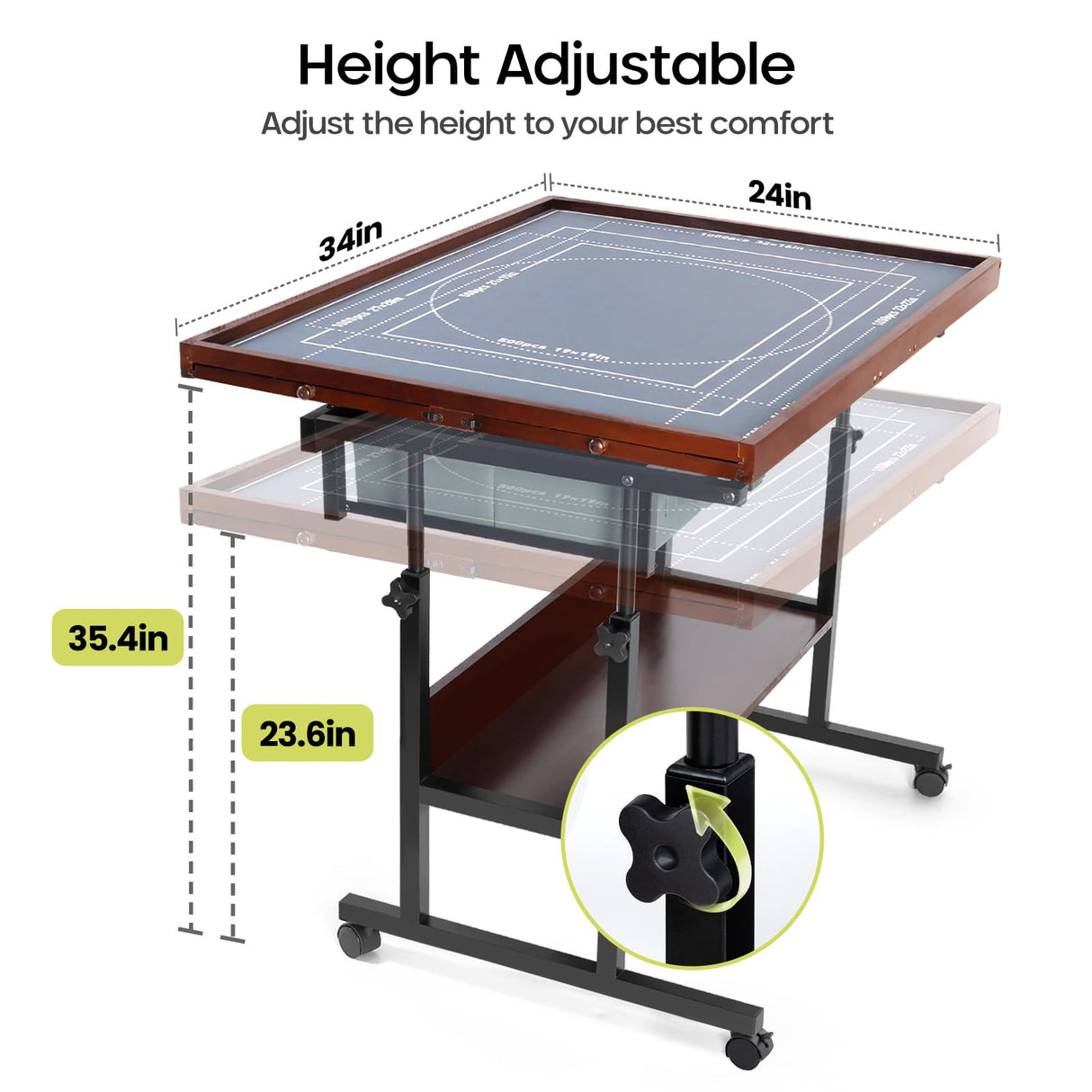 Ostutry Rotating Puzzle Table with Drawers - 1500 Pieces Wooden Jigsaw Table, Adjustable Puzzle Board for Adults Ostutry