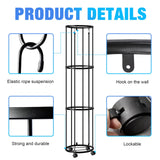 Columnar Vertical Ball Storage Racks with Wheels-NEW Durable 58x13'' Rolling Basketball Holder Wall Mount for Soccer, Volleyball, Space-Saving Garage Sports Ball Rack Organizer for Home,Gym & Outdoors Gotaux