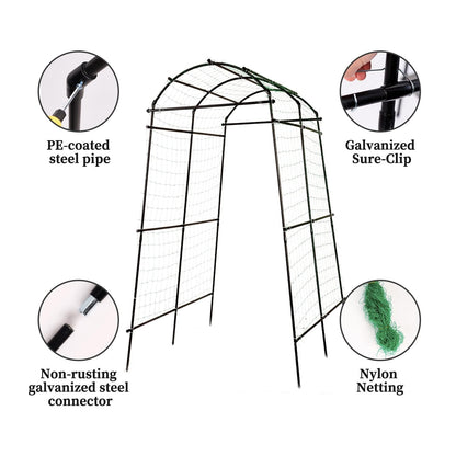 Yotoworth Garden Arch Trellis for Climbing Plants Outdoor, 7 ft Tall Walkway Arbor Tunnel for Vegetables, Squash, Melons, Zucchini, Cucumber Trellis for Garden Raised Bed, Lightweight, Black