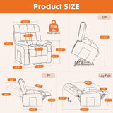 Sweetcrispy Power Lift Recliner Chair with Vibration Massage and Heat for Elderly, Ergonomic Overstuffed Breathable Fabric Reclining Chair with 3 Pockets, Remote Control, Living Room, Bedroom, Brown Sweetcrispy