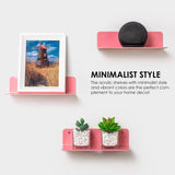 OAPRIRE Pink Acrylic Floating Shelves Set of 2 - Easily Expand Wall Space - Small Wall Shelf with Strong Adhesive for Bedroom, Kids' Room, Bathroom, etc OAPRIRE