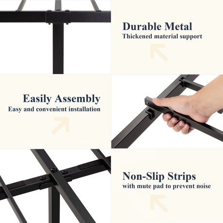 Allewie King Size Victorian Style Metal Platform Bed Frame with Wrought Iron Headboard and Footboard - No Box Spring Needed, Black Allewie