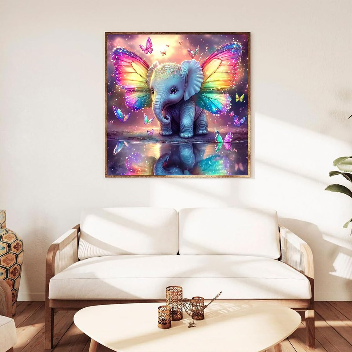 EIBEILI 5D Diamond Painting Kits for Adults, Animal Elephant Full Drill Diamond Art Kits for Beginner,DIY Butterfly Round Diamond Dots for Adults Gem Art Home Wall Decor 14x14 Inch EIBEILI