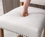 CIMOTA Counter Height Bar Stools Set of 2 Farmhouse Bar Chairs Mid Century Counter Stools Barstools with Back Kitchen Stools with Wood Legs for Island/Pub/Dining Room, Linen Beige, 26 Inch CIMOTA