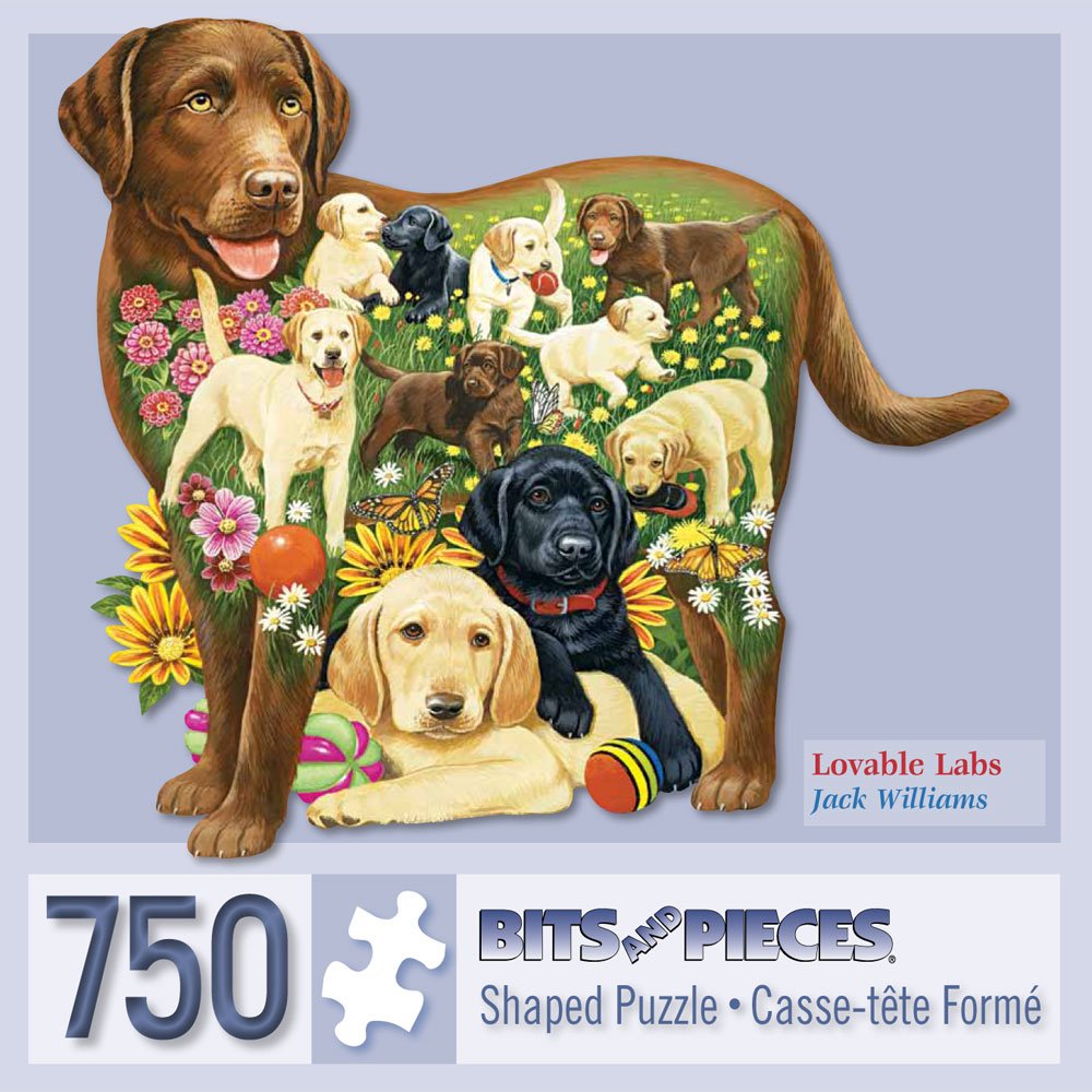 Bits and Pieces - 750 Piece Shaped Puzzle - Lovable Labs, Labrador Dog Puppies - by Artist Jack Williams - 750 pc Jigsaw Bits and Pieces
