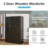 Keloyid Wood Armoire Wardrobe Closet Armoires Wardrobe Cabinet with 3 Door 4 Drawers Tall Wardrobe Closet Storage with Shelves and Hanging Rod for Bedroom Black 47.24''W x 19.69''D x 70.87''H Keloyid
