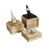 MOOCA Customizable Wooden Display Risers Set - 3 Different Height Stands for Jewelry, Watches, Cosmetics, and Accessory, Oak Color MOOCA