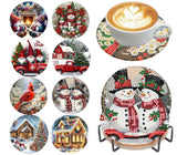 8 Pieces Christmas Diamond Art Coasters Kit, Christmas Diamond Painting Coasters, Diamonds Art Painting Kits, 5D DIY Full Drill Diamonds Arts Kits for Adults Gift & Home Decor croshom